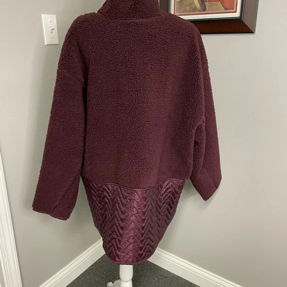 Athleta Womens Maroon Cozy Sherpa Snap Sweatshirt NWT 2X Teddy pullover - Picture 5 of 7